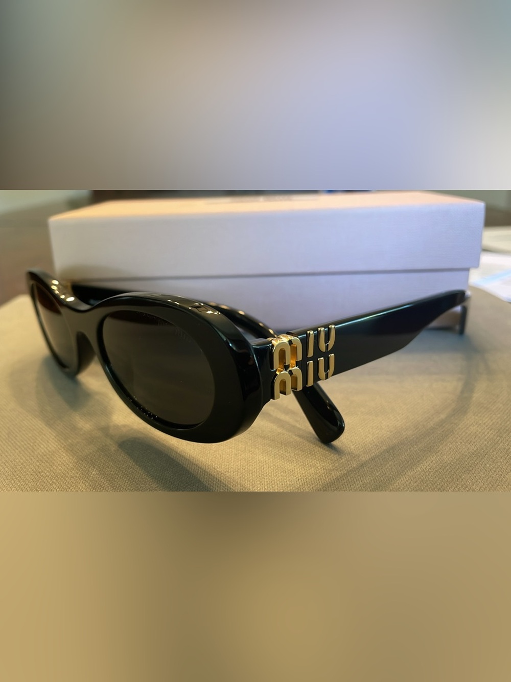 Miu Miu Black Sunglasses with Gold Hardware style MU-06ZS new authentic